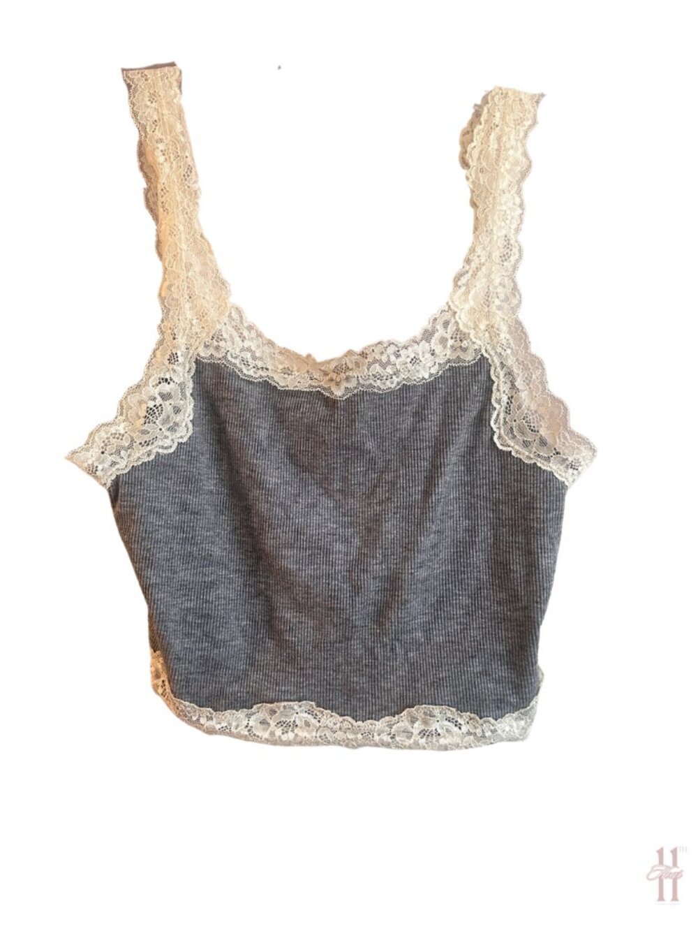NEW WITHOUT TAGS Haiden Lace Trim Tank in Grey - Misses Small